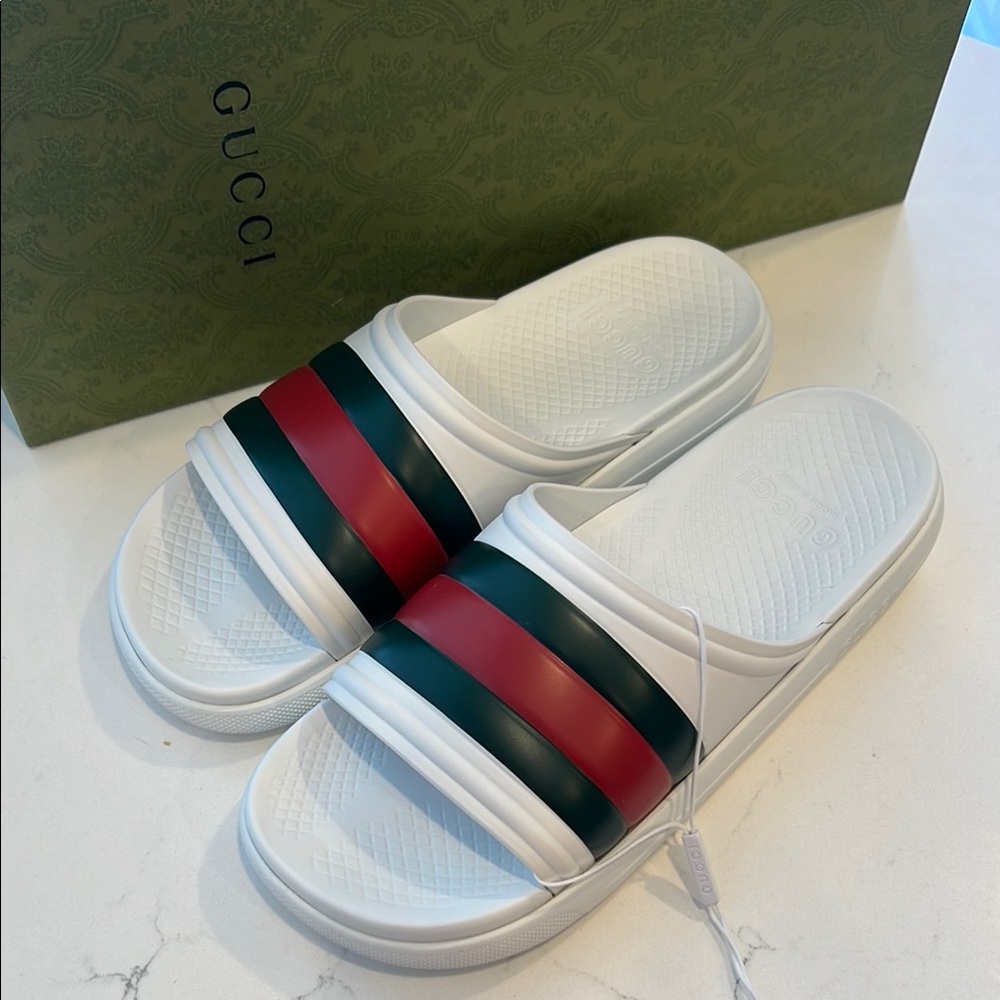 Gucci Men Ace Rubber Slides - Picture 9 of 10